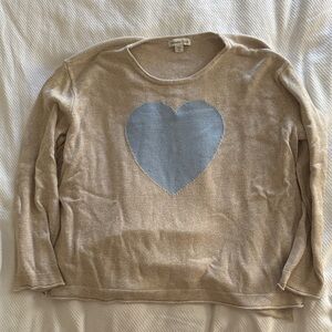 Coldwater Creek Beige Sweater with Blue Heart